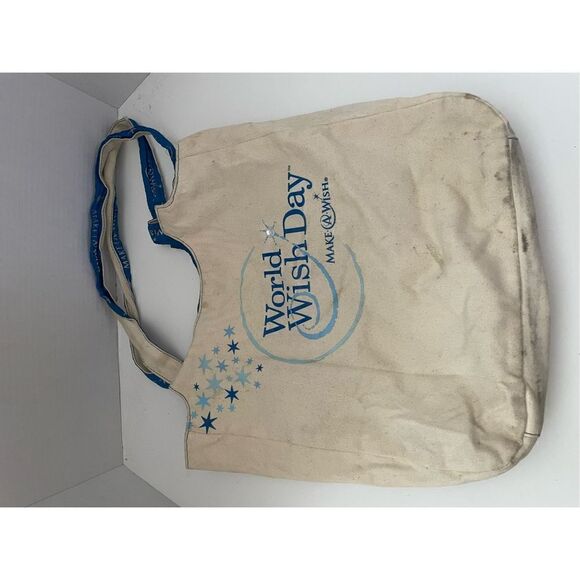 Disney Make A Wish World Wish Day Bag Snap Closure White And Blue - Picture 1 of 8